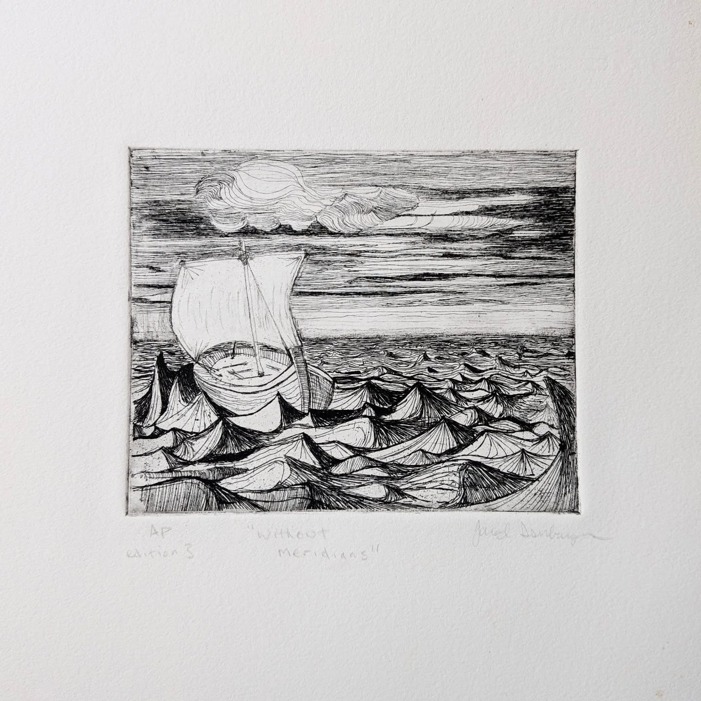Without Meridians - Etching on copper plate