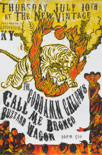 Goddamn Gallows / Call Me Bronco at the New Vintage Poster - 3-color screen print on white paper