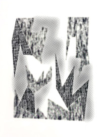 Blur Collage: The Interruption - 1-color screen print on white paper